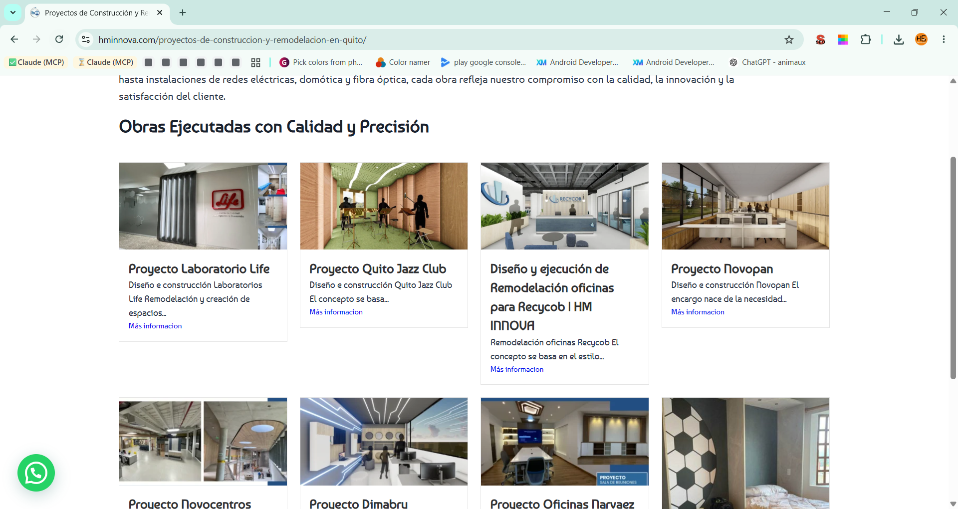 Google Search Console — primeras semanas de posicionamiento web en Quito